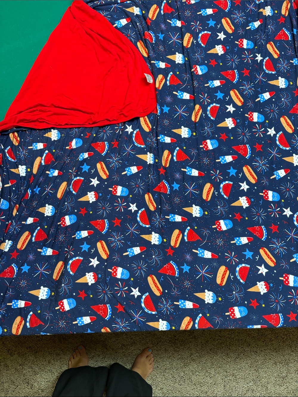 Little Sleepies Navy and Red Fireworks & Treats Blanket